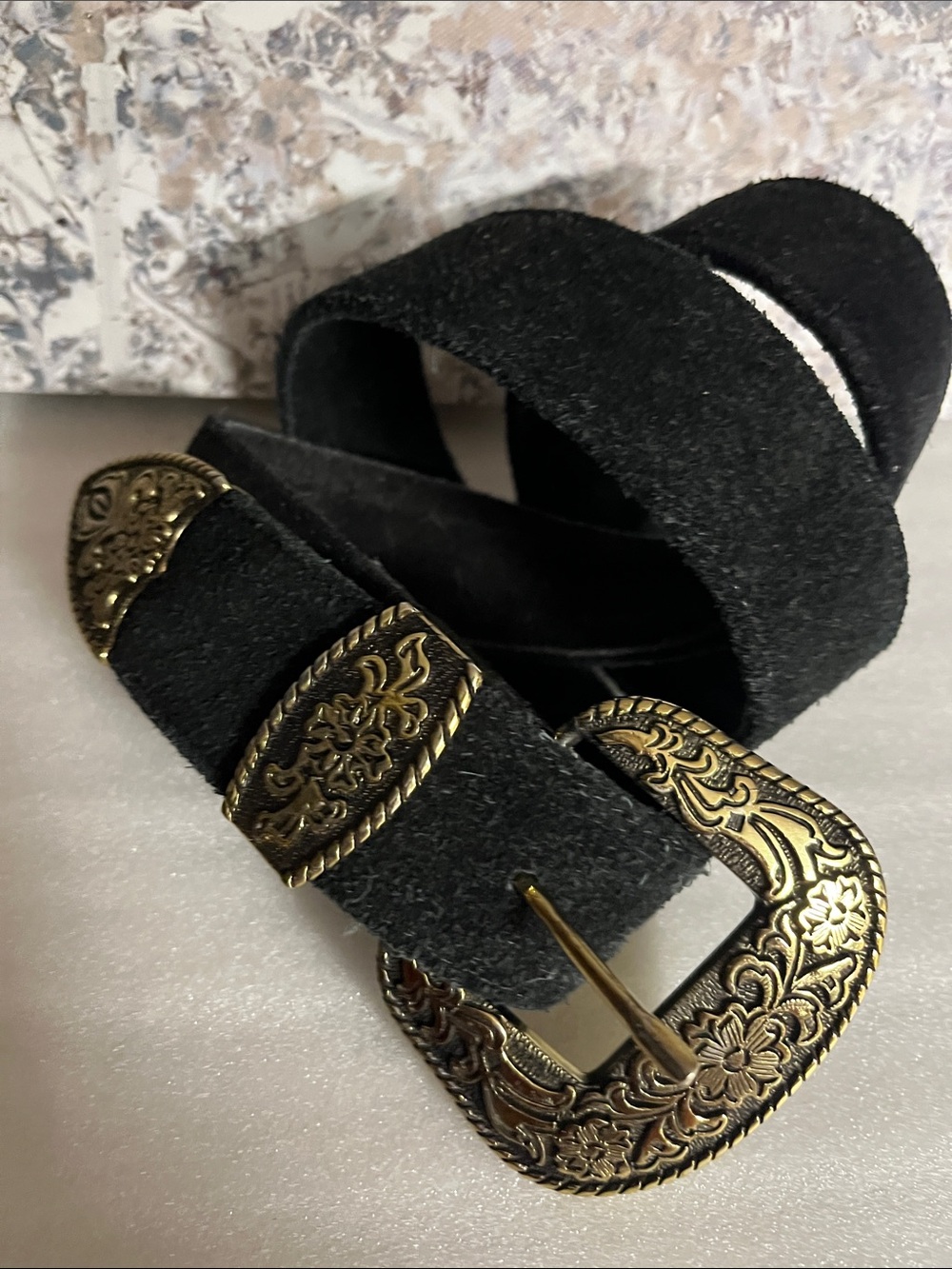 Western Suede Belt Sz S-M